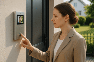 Mejora la seguridad de tu hogar con porteros electrónicos que permiten gestionar el acceso y comunicarte mediante audio y video desde tu smartphone.